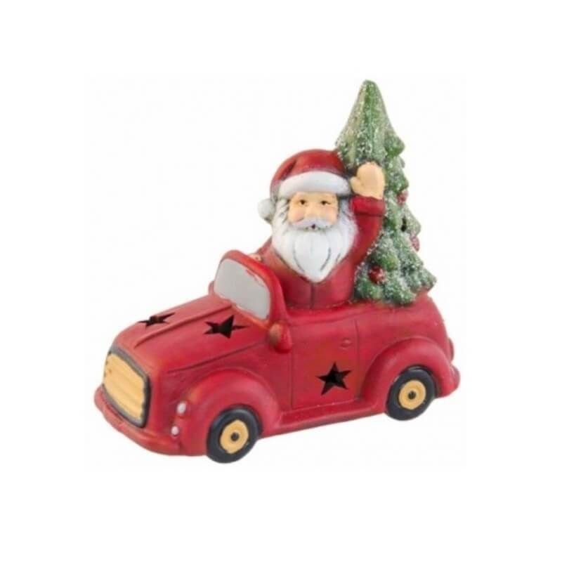Décoration à poser Noël - Père Noël dans sa voiture - Jour de Fête -  Traditionnel - Thèmes de Noël
