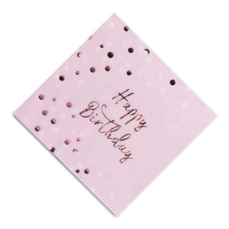 Sachet 16 serviettes en papier Happy Birthday Rose Gold - Jour de Fête -  Boutique Jour de fête
