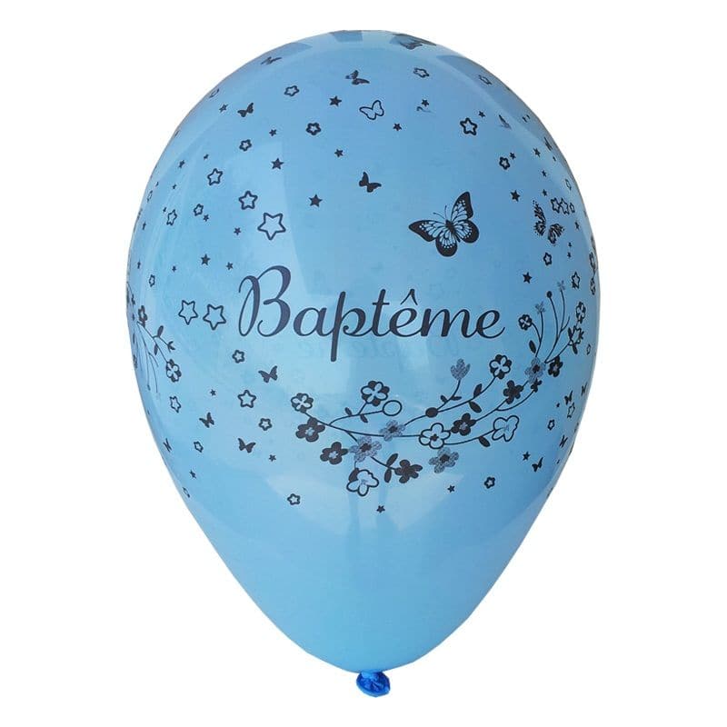8 Ballons Baptême Garçon Bleu - Jour de Fête - Boutique Jour de fête