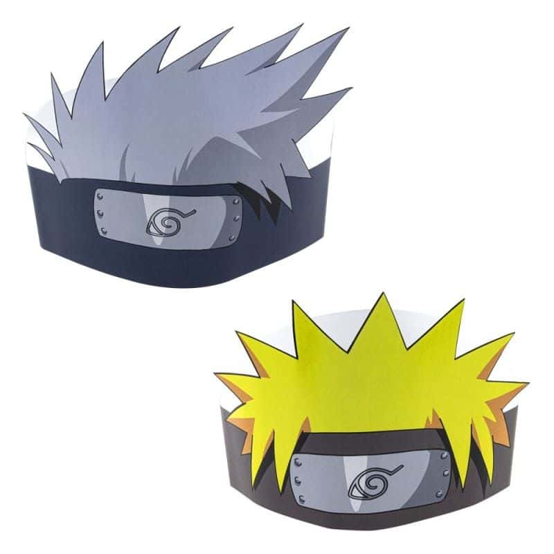 8 coiffes en carton - Naruto Uzumaki / Kakashi Hatake - Naruto Shippuden ®  - Jour de Fête - Naruto - Top Licences