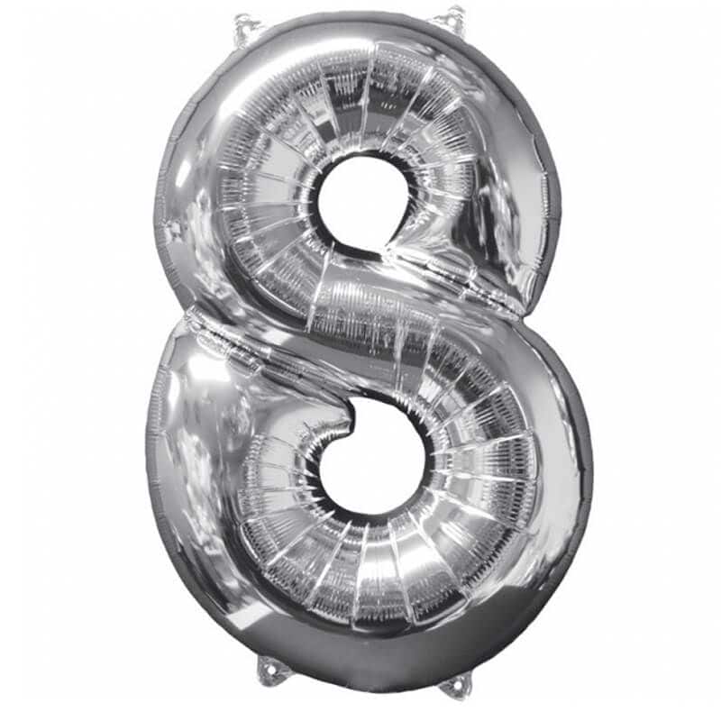 Ballon à Hélium - Chiffre 8 66 cm - Argent - Jour de Fête - Boutique Jour  de fête