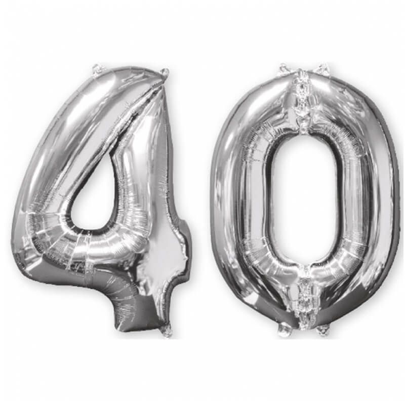 Ballons Hélium - 40 ans - Argenté - Jour de Fête - Boutique Jour