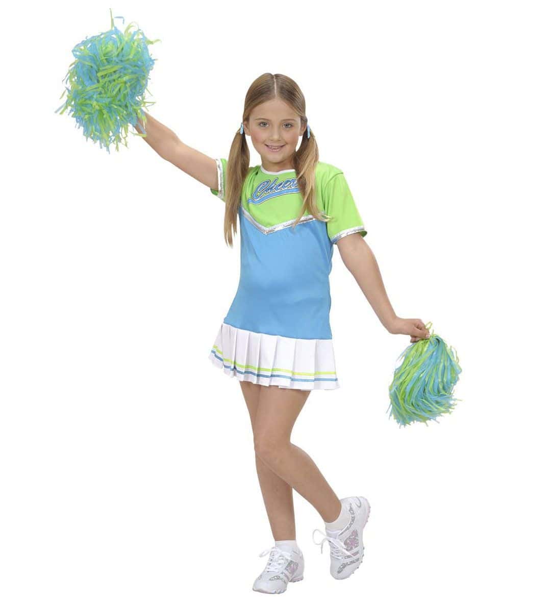 Costume de Pom-Pom Girl Enfant - Bleu/Vert 5-6 ans - Jour de Fête