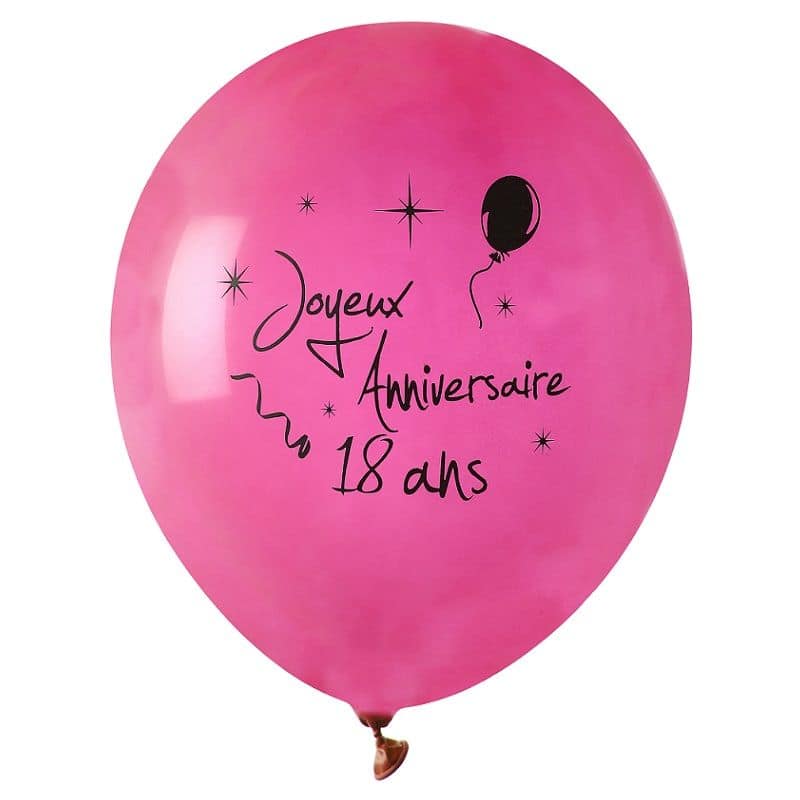 Ballon de baudruche rose 18 : décoration anniversaire 18 ans