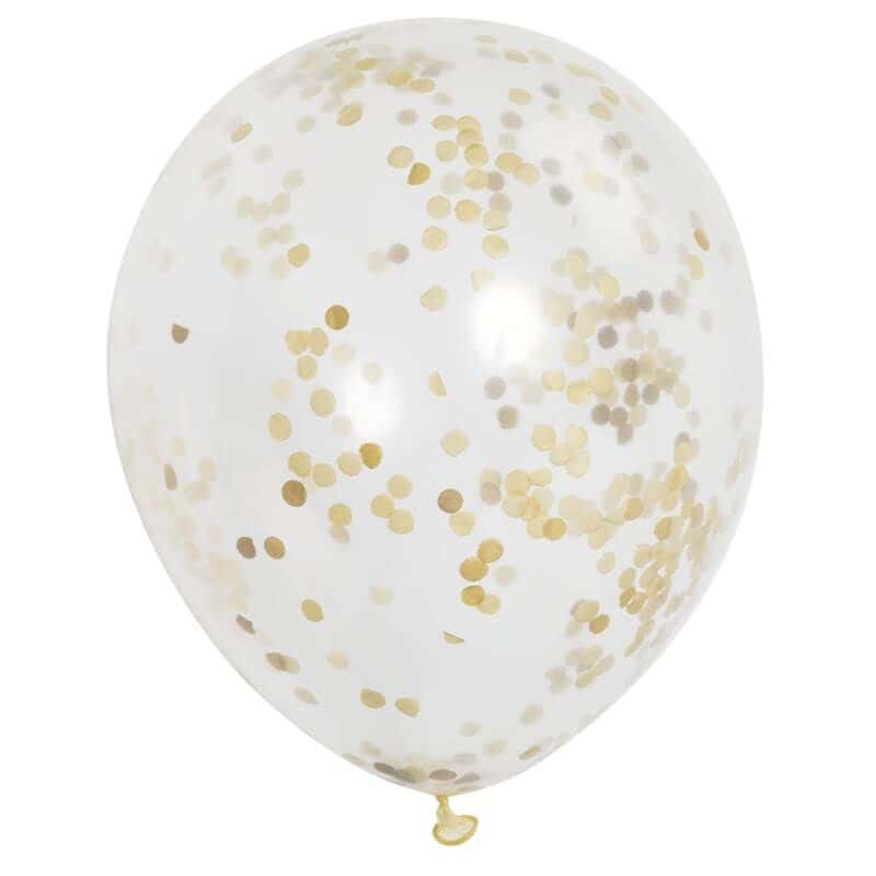 6 Ballons dorés à confettis - Jour de Fête - Boutique Jour de fête
