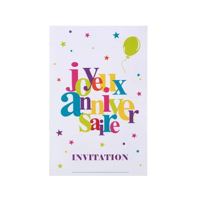 6 Cartes d'Invitation Joyeux Anniversaire - Multicolore - Jour de Fête -  Boutique Jour de fête