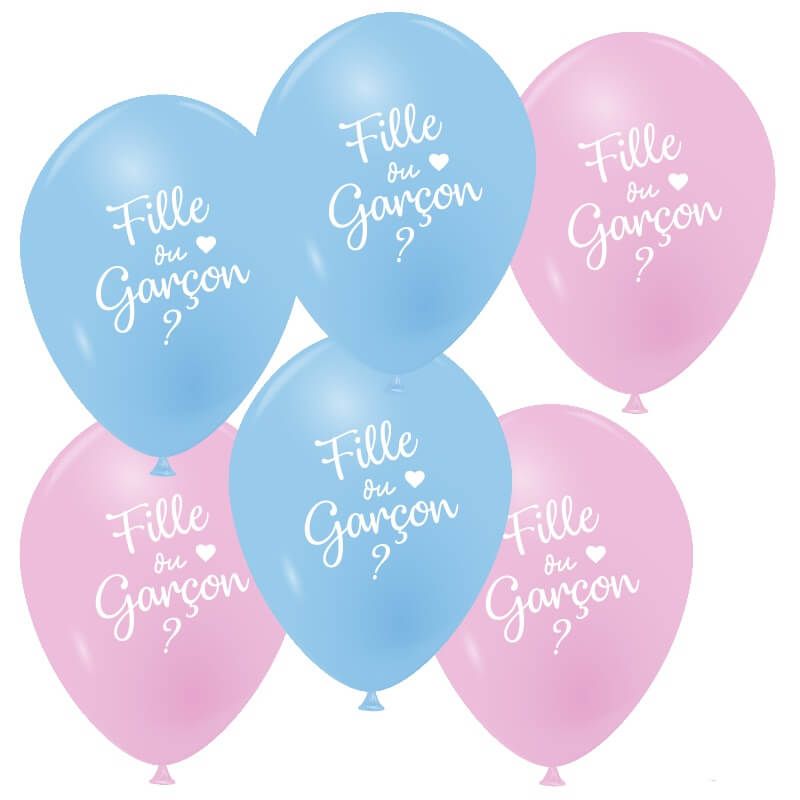 6 Ballons Baby Shower Roses et Bleus - Jour de Fête - Ballons Gender Reveal  - Baby Shower