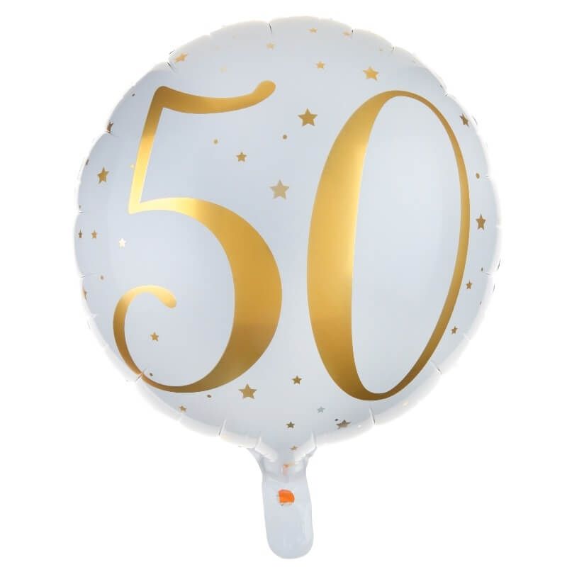 Ballon Anniversaire - Blanc et Or - 50 ans - Jour de Fête - Ballons - Ballon  et Accessoire