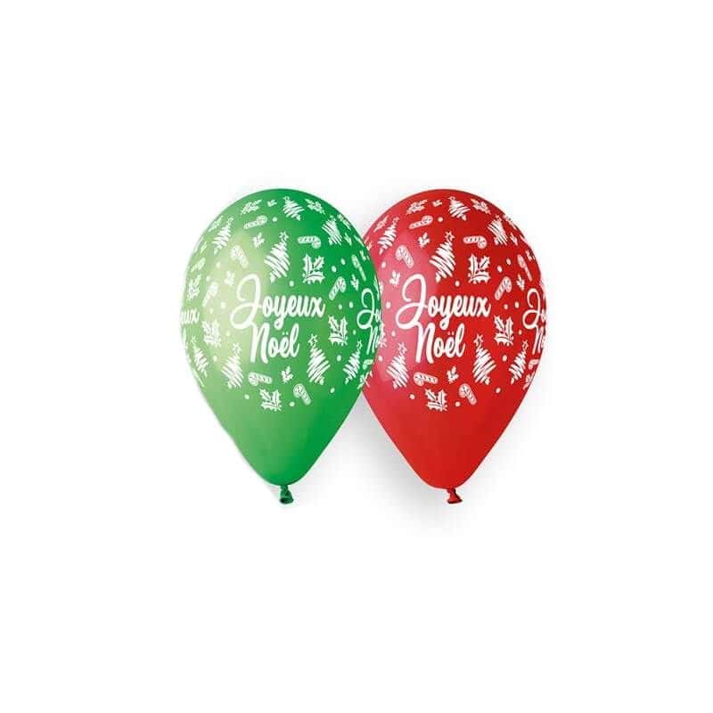 Sachet de 10 Ballons Joyeux Noël - Vert & rouge - 30 cm - Jour de