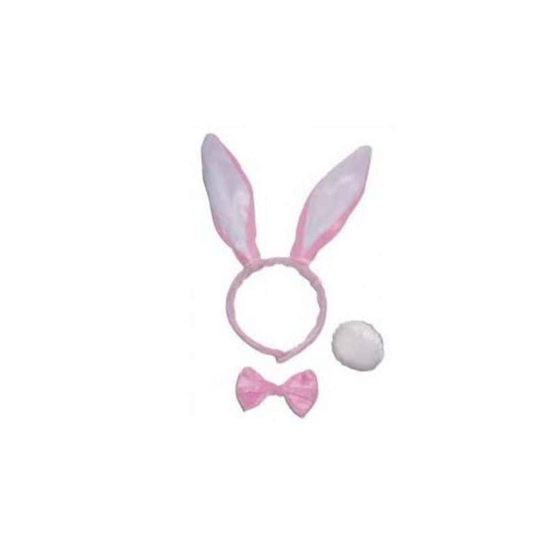 Set de déguisement Lapin blanc et rose (oreilles, queue et nœud) - Jour de  Fête - Pâques - Événements