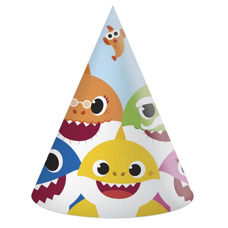 6 Chapeaux Pointus en carton FSC® - Baby Shark™ - Jour de Fête - Baby Shark  - LICENCES ET THEMES
