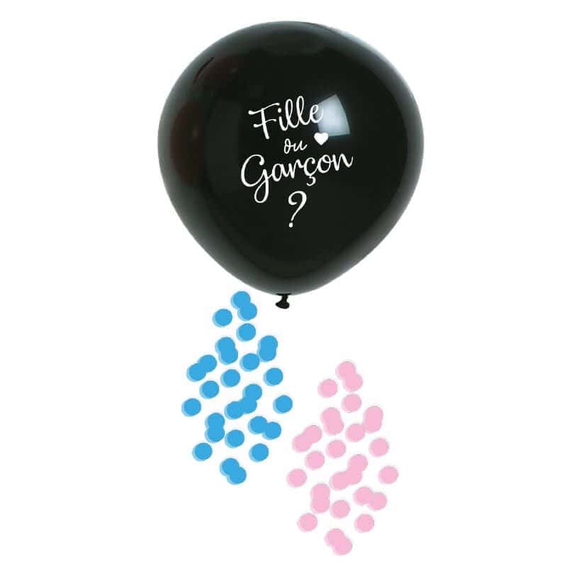 Generic Ballon noir géant boy or girl avec confettis (baby shower