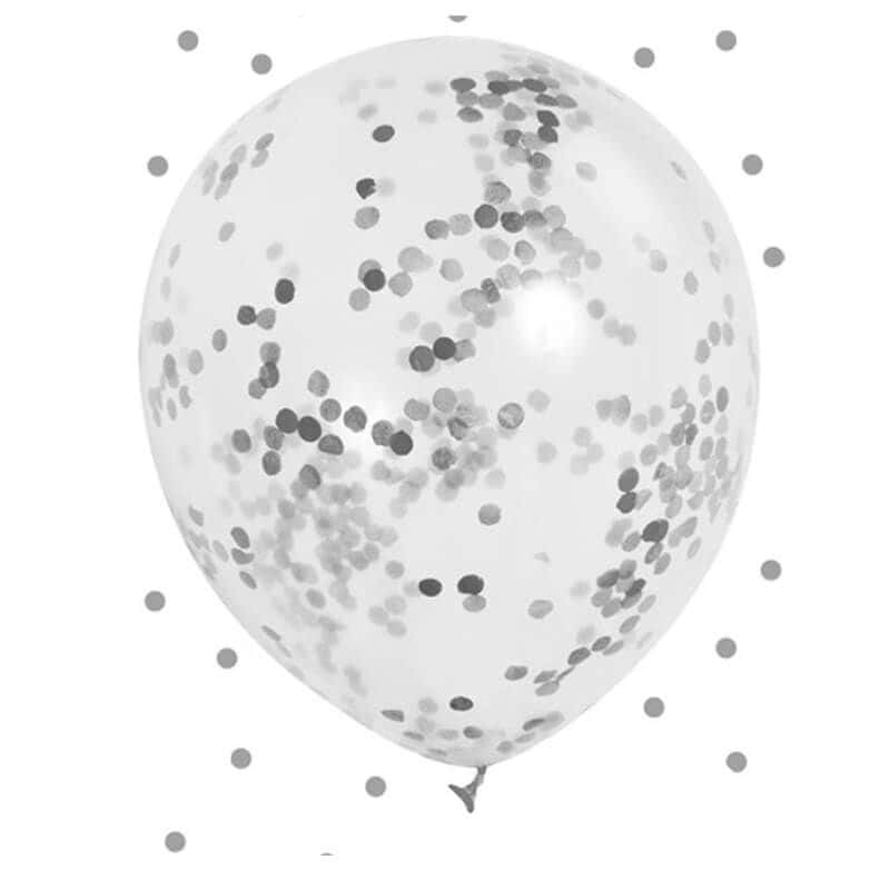 6 Ballons confettis or et argent - 30 cm - Jour de Fête - Noces d