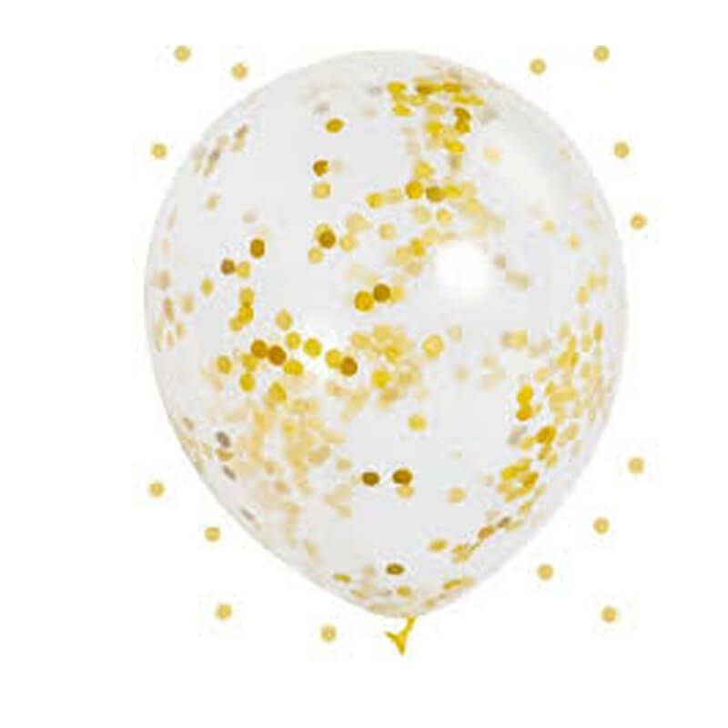 6 Ballons confettis or et noir - 30 cm - Jour de Fête - Noces d'Or