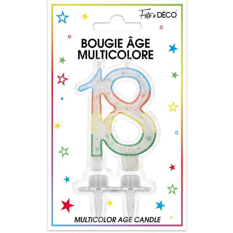 Bougie d'Anniversaire 18 Ans Multicolore - Jour de Fête - Bougie - Bougie,  Bougeoir, Photophore