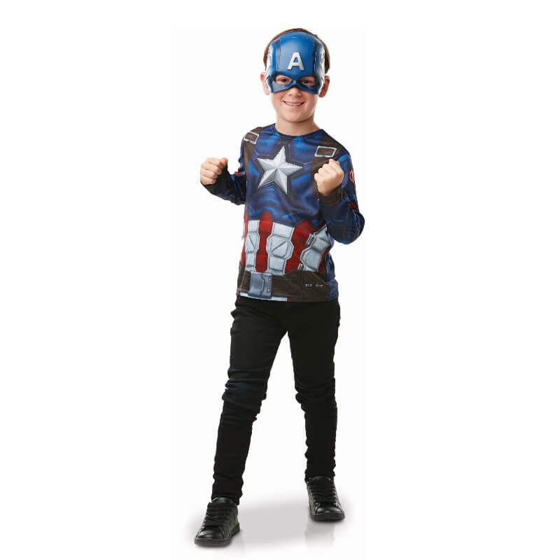 Déguisement Captain America avec masque pour enfant - Taille unique - Jour  de Fête - Moins de 20 euros - Bonnes Affaires