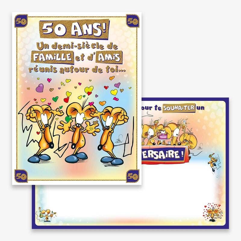 Carte d'Anniversaire Géante avec Enveloppe - 50 ans - Jour de Fête -  Boutique Jour de fête