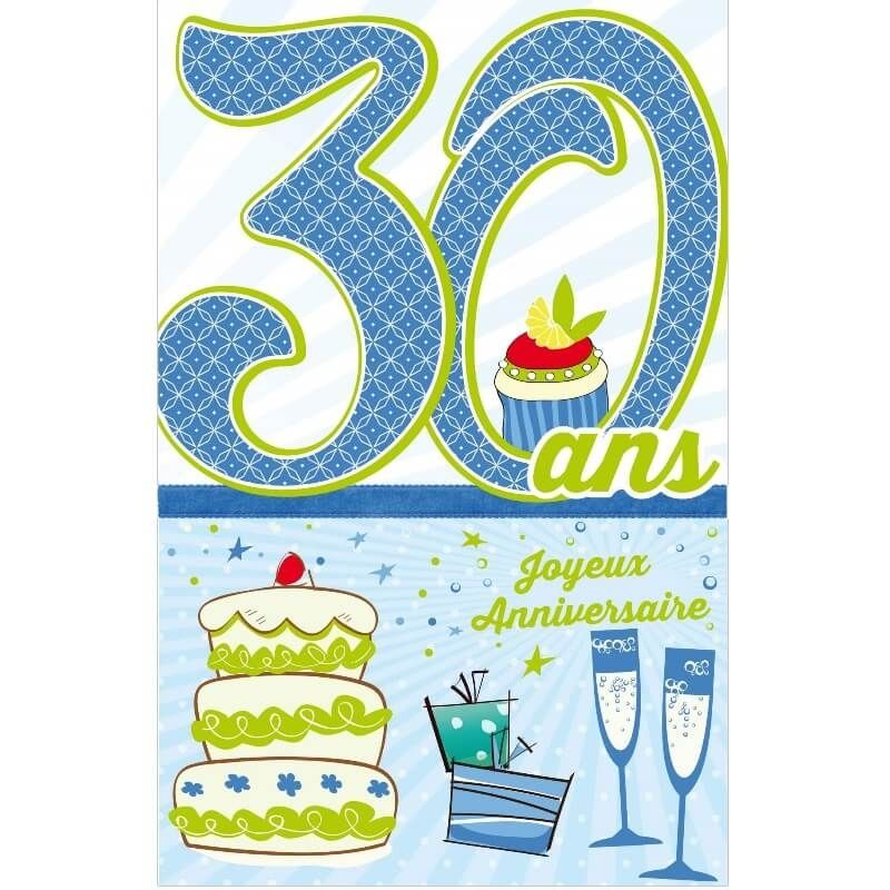Carte d'Anniversaire Découp'âge Homme avec Enveloppe - 30 ans - Jour de  Fête - Boutique Jour de fête