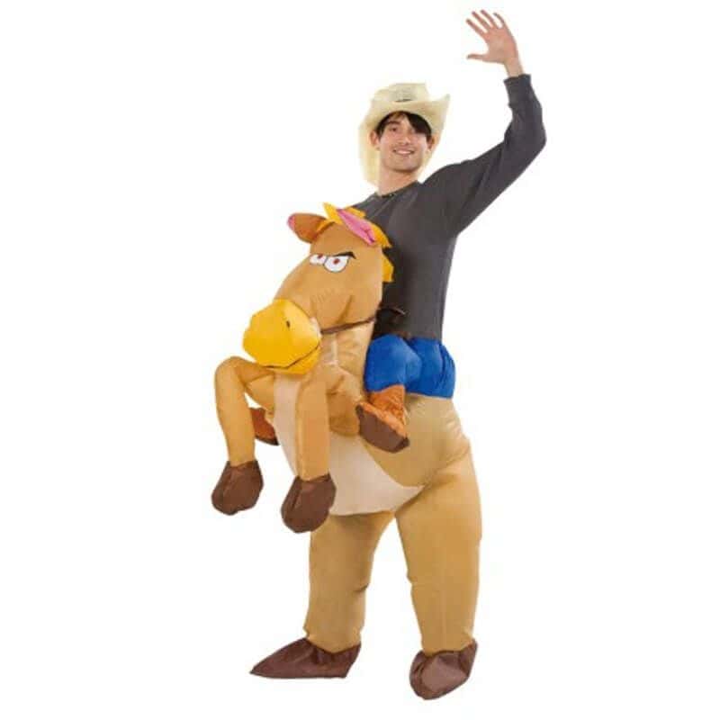 Acheter Costume gonflable drôle de cavalier de Cowboy sur cheval