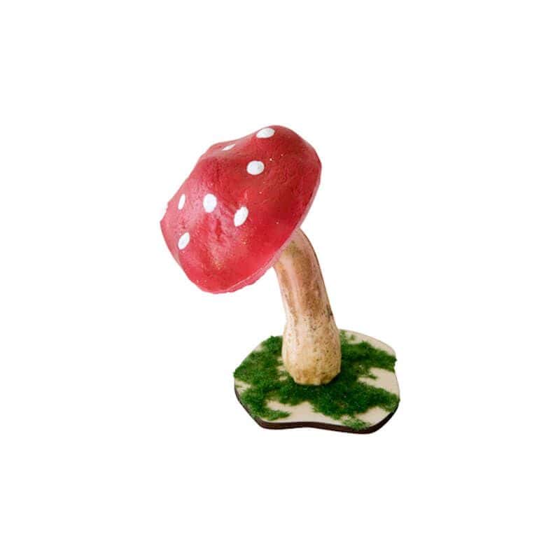 Décoration à Poser - Champignon Rouge - Amanite sur Socle en Mousse - Jour  de Fête - Automne - Décoration