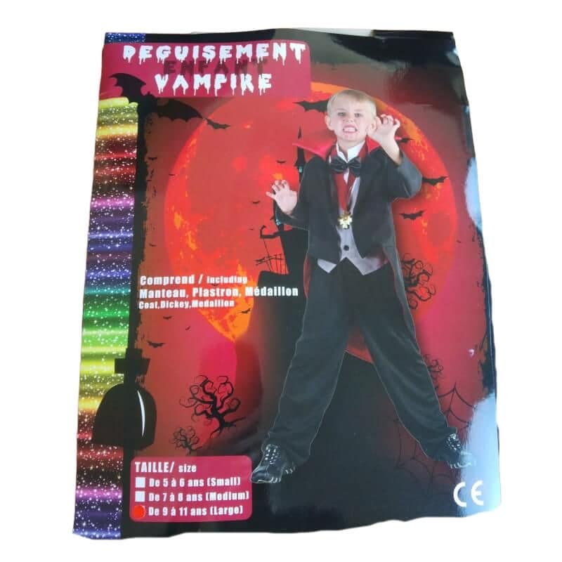 Costume enfant garçon vampire plastron noir et bordeaux - Costume enfant -  Halloween