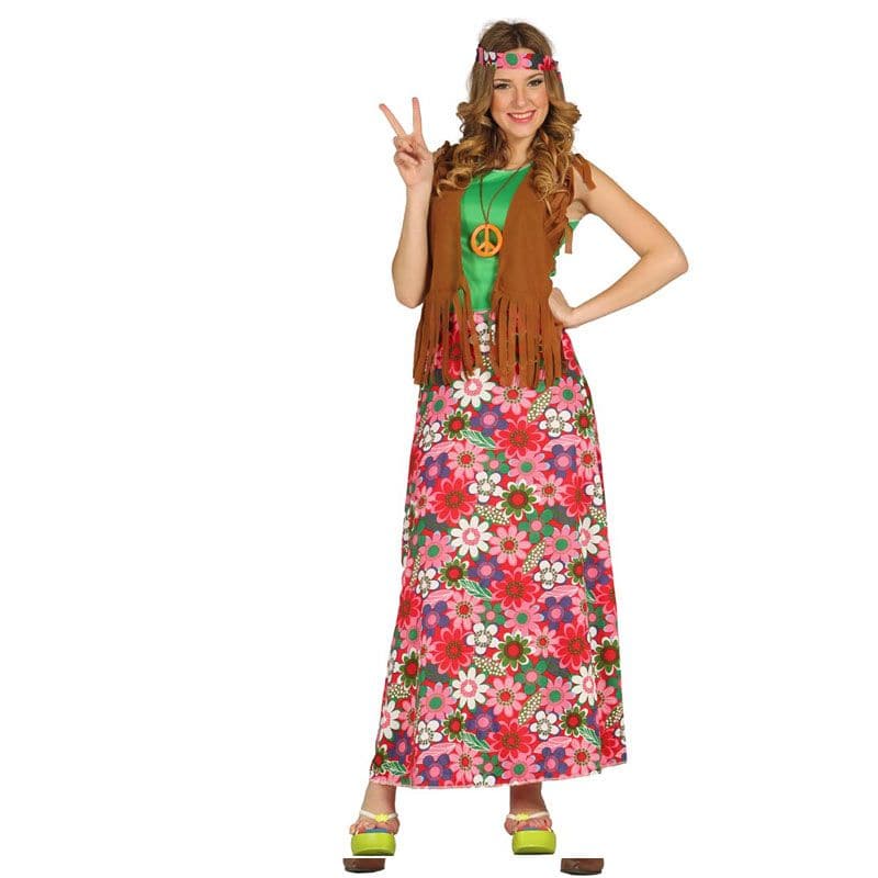 Déguisement hippie robe coloré pour femme (Taille: No selection: L)