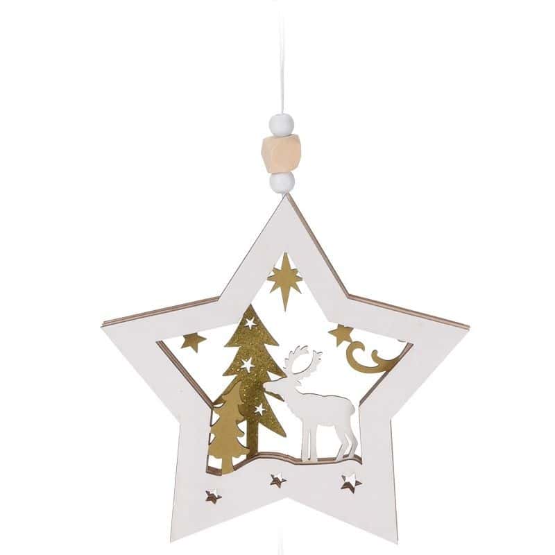 Étoile Bois Naturel M, Boutique de décorations de Noël en ligne