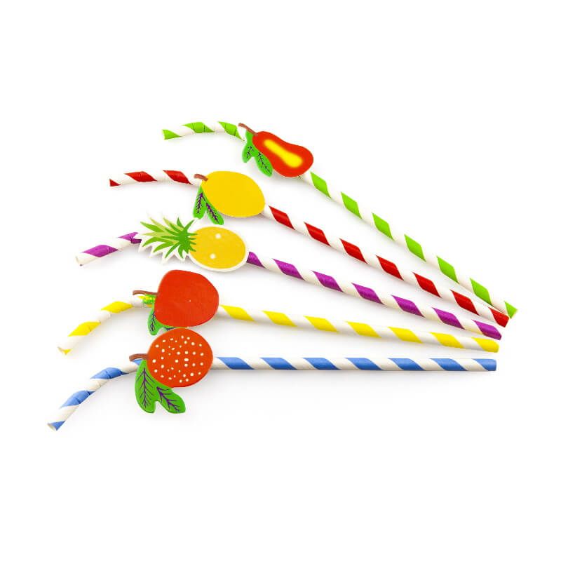 50 Pailles colorées avec médaillon fruit (FSC®) - Jour de Fête - Vaisselle  Jetable Eco-Responsable - Vaisselle Jetable