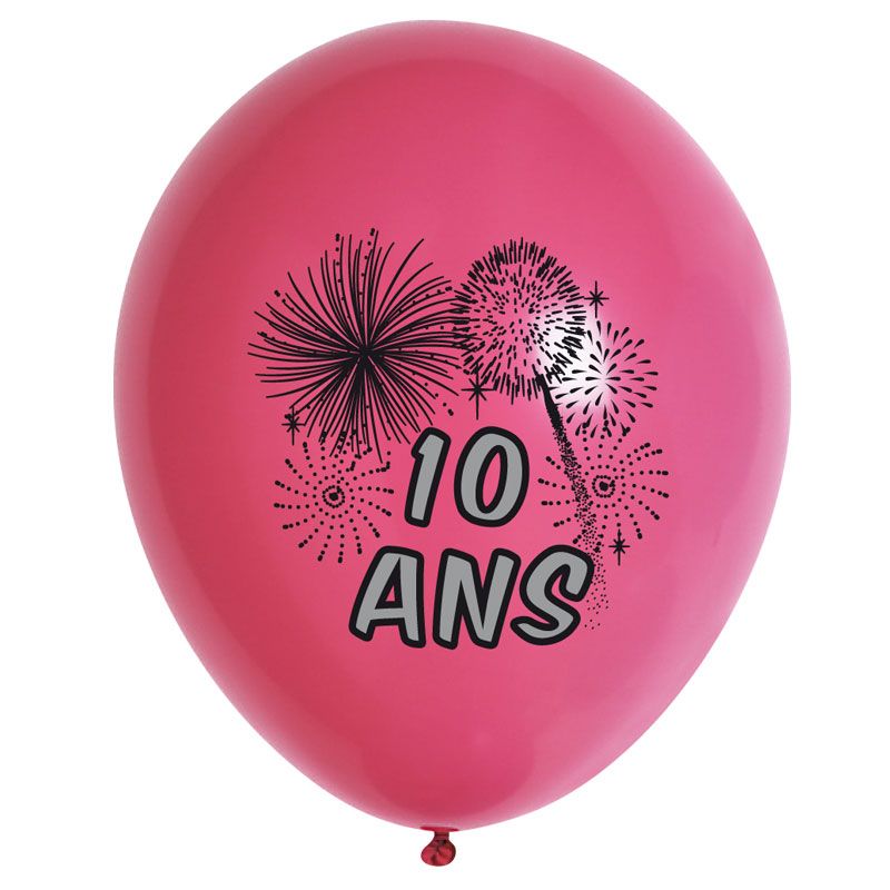 10 Ballons de Baudruche Multicolore Anniversaire 10 ans - Jour de Fête -  Boutique Jour de fête