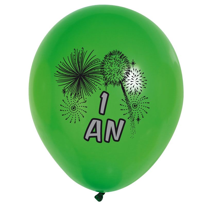 10 Ballons de Baudruche multicolore 1 an - Jour de Fête - Boutique