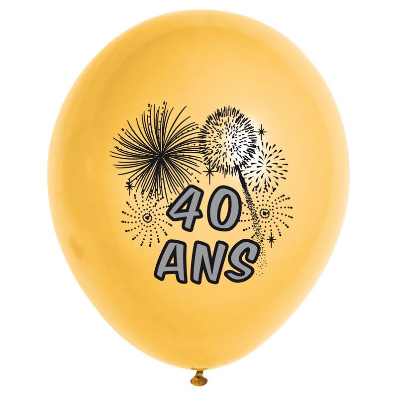 10 Ballons de Baudruche Multicolore Anniversaire 40 ans - Jour de Fête -  Boutique Jour de fête