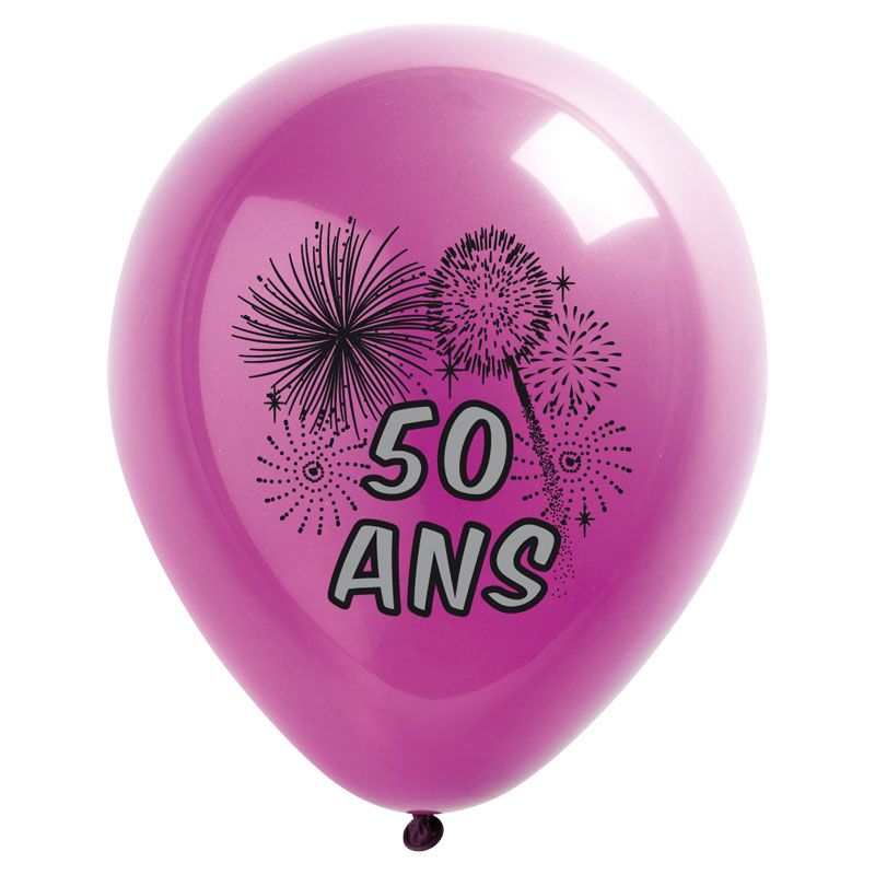 10 Ballons de Baudruche Multicolore Anniversaire 50 ans - Jour de Fête -  Boutique Jour de fête