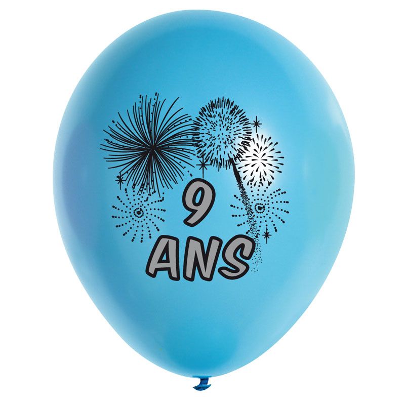 10 Ballons de Baudruche multicolore 9 ans - Jour de Fête