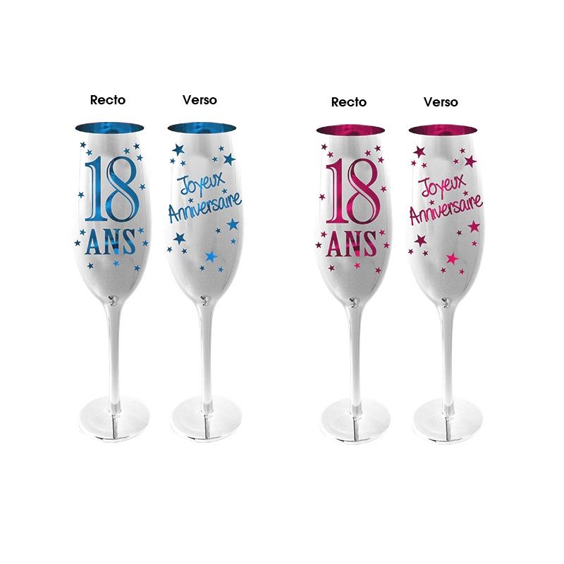 Flûte à Champagne 18 Ans - Bleu ou Rose - Jour de Fête - Boutique Jour de  fête