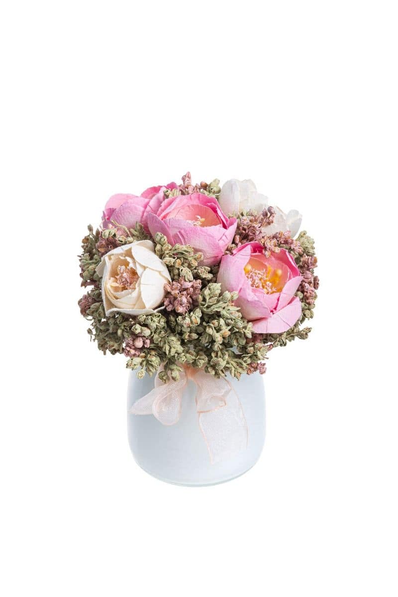 Bouquet de Renoncules blanches et roses dans un pot en verre - Jour de Fête  - Végétal & Naturel - Thèmes