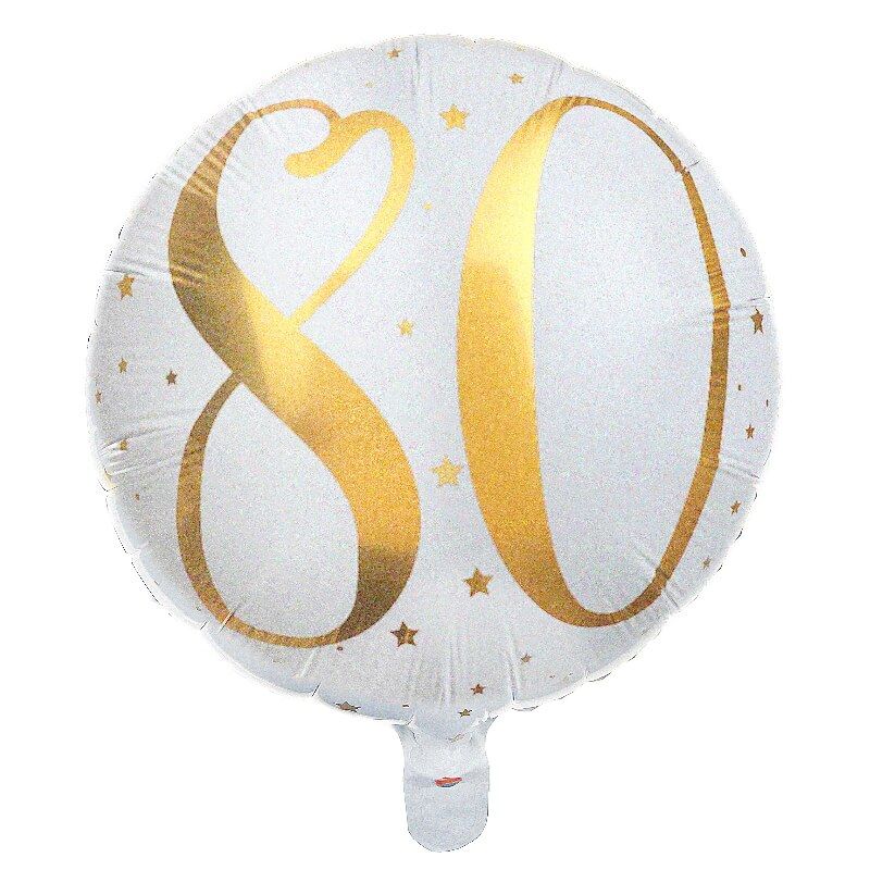 Ballon Anniversaire - Blanc et Or - 80 ans - Jour de Fête - 80