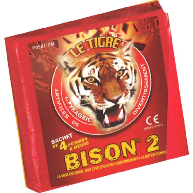 4 Pétards le Tigre Bison – n°2 - Jour de Fête - Feux d'artifices -  Accessoires