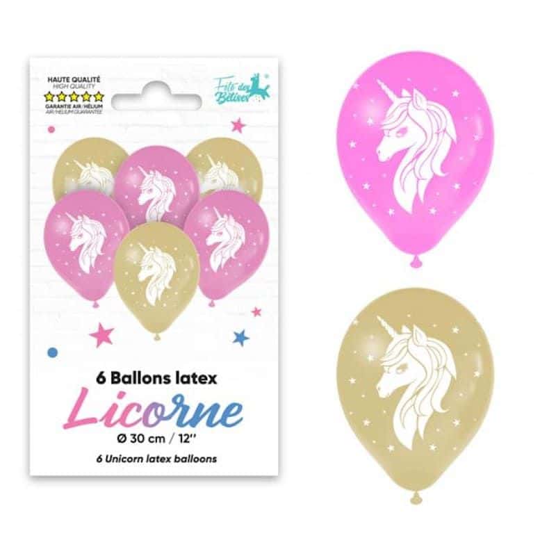 Ballons Licorne – Blanc- Lot de 6 – La Boite à Dragées