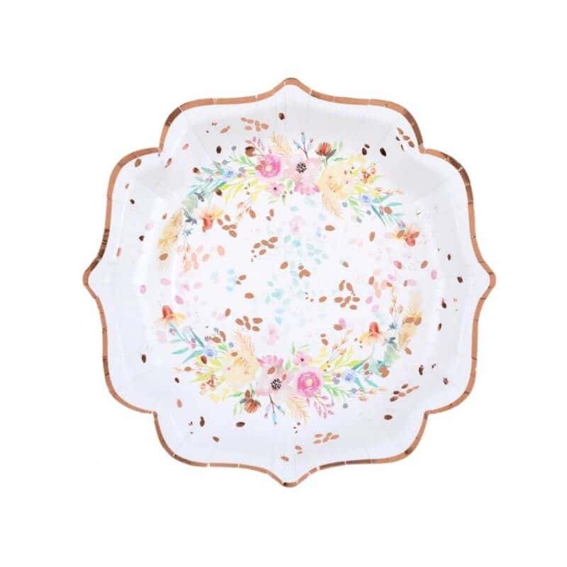 Assiettes Rondes Carton Just Married Rose Gold x10