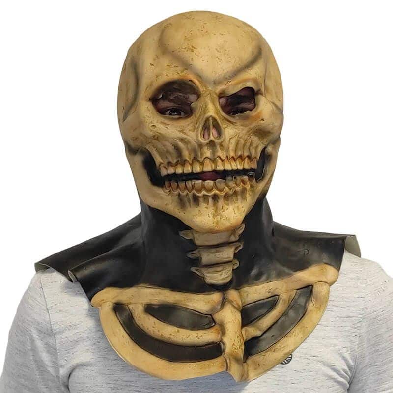 Masque adulte latex squelette avec cagoule - Fete à paris