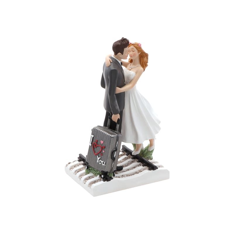 Figurine pour gâteau de mariage - Couple de mariés avec Valise - Jour de  Fête - Voyage - Thèmes