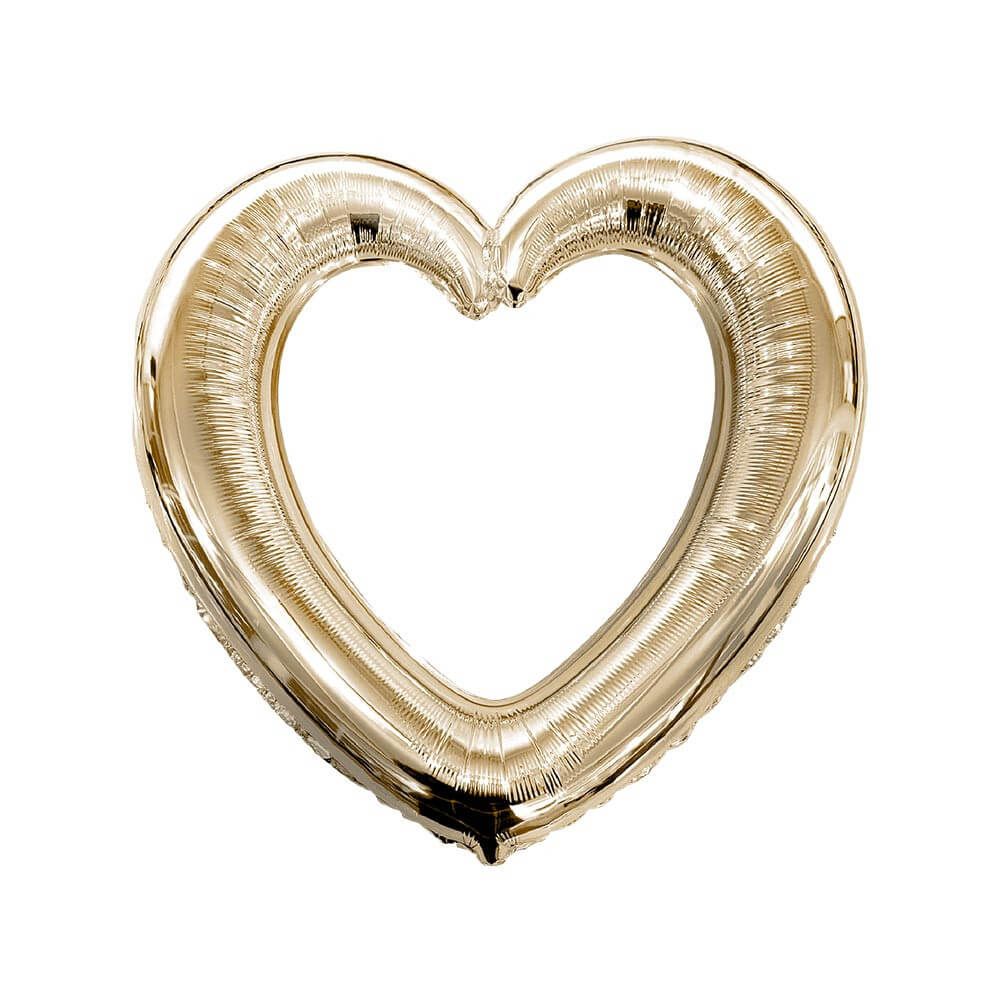 Guirlande de ballons avec cadre en forme de cœur, blanc et doré