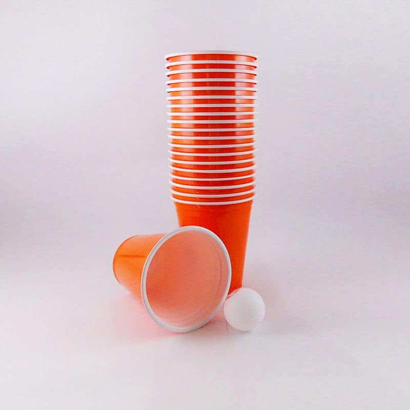 Gobelets Beer Pong x20 - Orange - 50cl - Jour de Fête - Gobelets Plastique  - Tasses et Gobelets