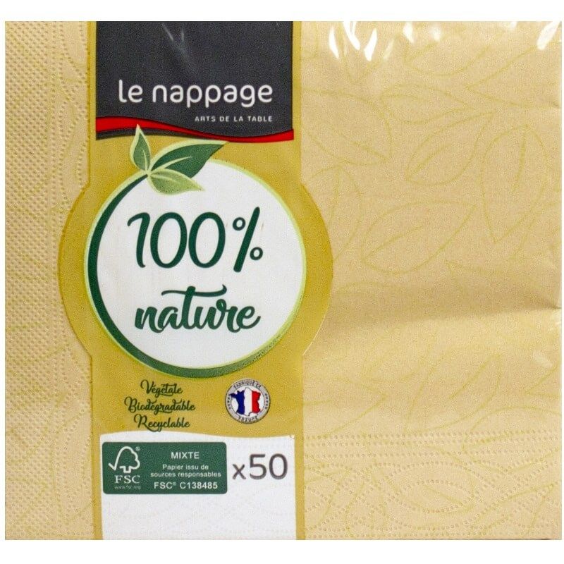 Serviettes en papier jaunes ecoresponsables 100% recyclables
