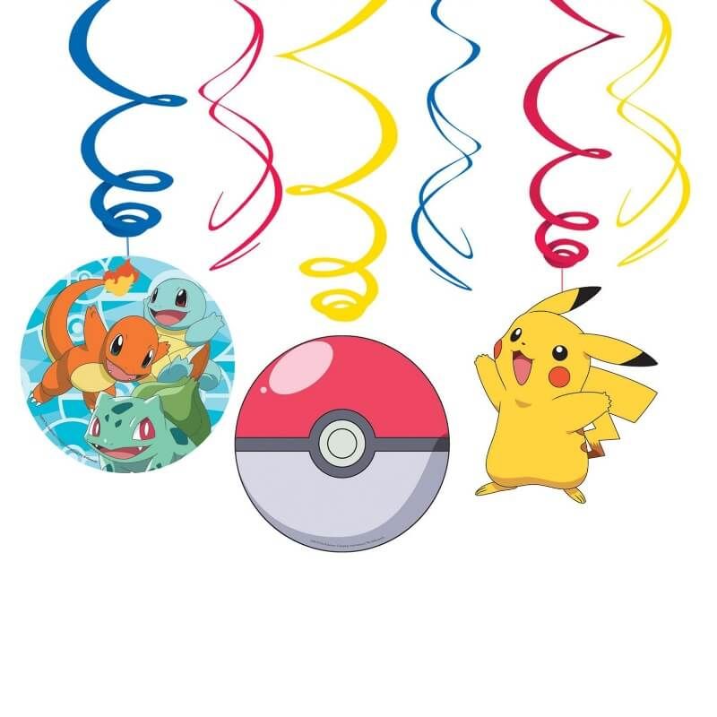 6 Décorations Spirales à Suspendre - Pokémon - Jour de Fête