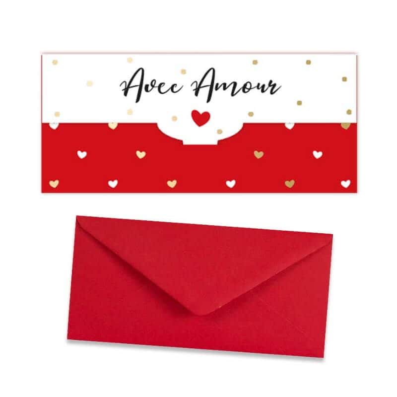Carte Cadeau Avec Amour + Enveloppe - Jour de Fête - Décoration de