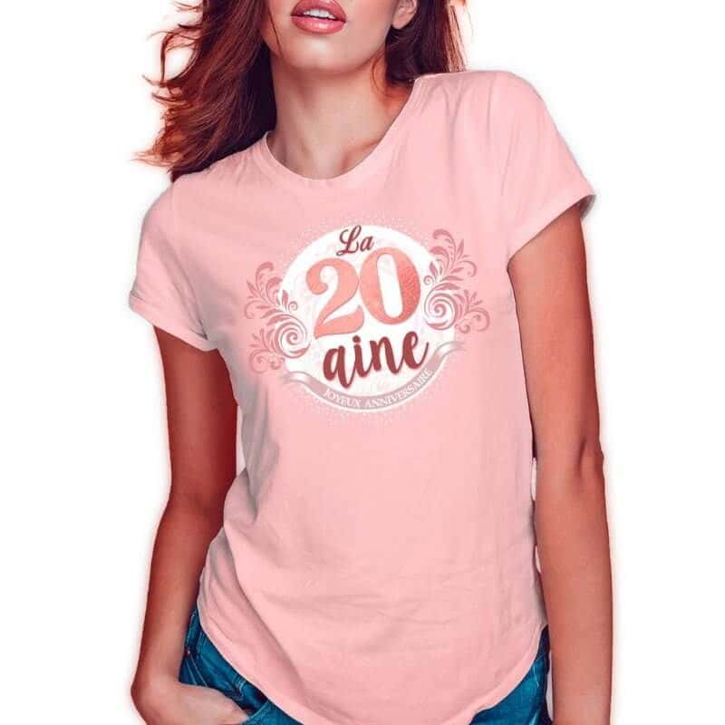 T-shirt anniversaire 20 ans avec son stylo pour fille