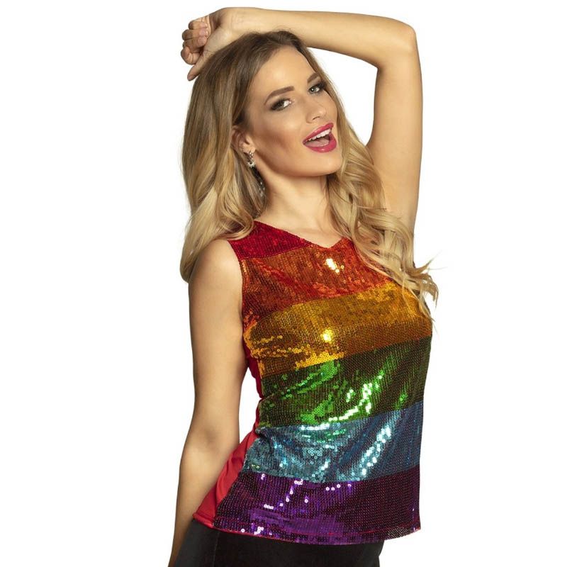Top à Sequins Femme - Rainbow - Jour de Fête - Femme - Déguisement