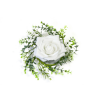 Rose décorative et feuillage de centre de table - Blanc