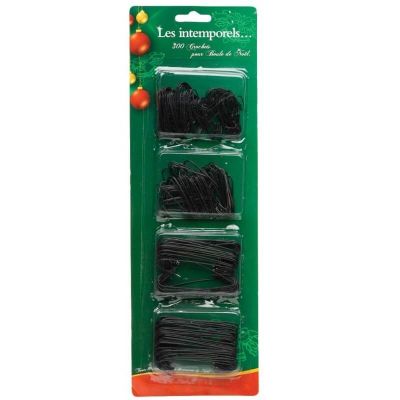 Sachet de 300 Crochets à Boules de Noël (2 Tailles) - Noir